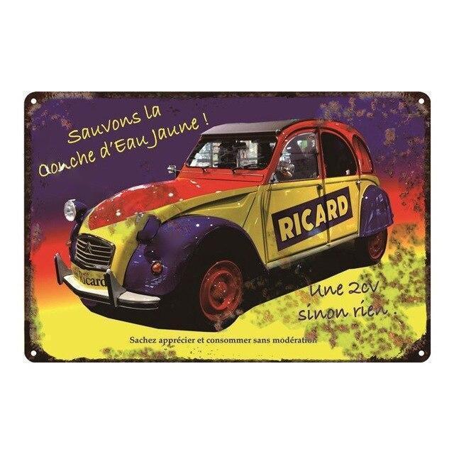 vintage metallplatte 2cv ricard