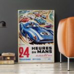 24 stunden du mans vintage poster