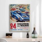 24 stunden du mans vintage poster