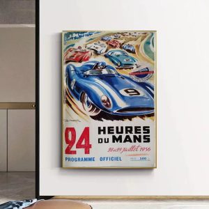 24 stunden du mans vintage poster