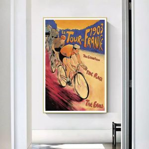 poster ankunft der tour de france vintage
