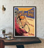 poster ankunft der tour de france vintage