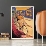 poster ankunft der tour de france vintage