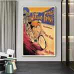 poster ankunft der tour de france vintage