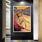 poster ankunft der tour de france vintage