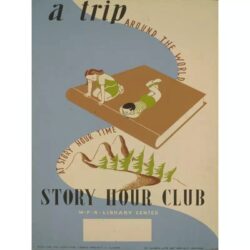 vintage bibliotheksplakat