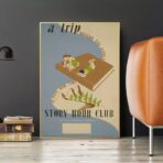 vintage bibliotheksplakat
