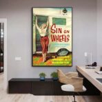 vintage caravan poster mit pin up