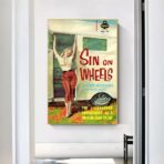 vintage caravan poster mit pin up