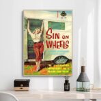 vintage caravan poster mit pin up