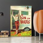 vintage caravan poster mit pin up