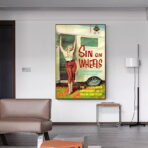 vintage caravan poster mit pin up