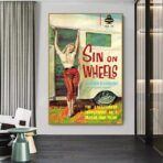vintage caravan poster mit pin up