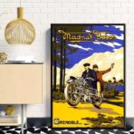 vintage motorrad werbeplakat