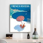 vintage plakat der franzosischen riviera
