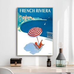 vintage plakat der franzosischen riviera