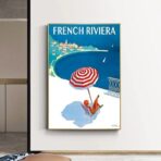 vintage plakat der franzosischen riviera