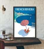vintage plakat der franzosischen riviera