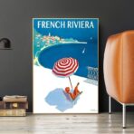 vintage plakat der franzosischen riviera