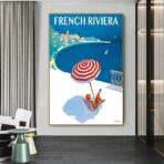 vintage plakat der franzosischen riviera