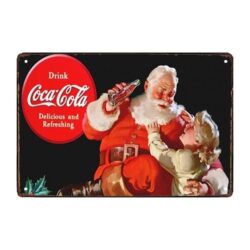 vintage metallteller santa coca cola enkelin