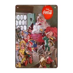 vintage metallteller santa coca cola elfen