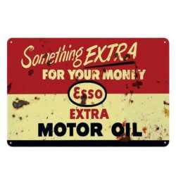 vintage metal plate esso extra motorol