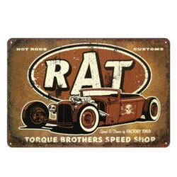 metallplatte vintage ratte hot rod