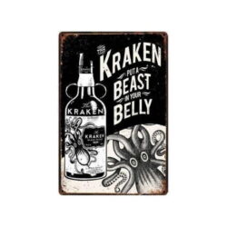 vintage kraken metallplatte