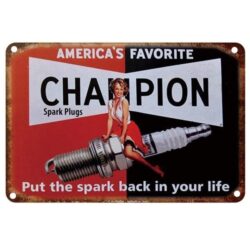 vintage champion metallplatte
