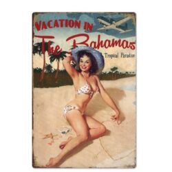 metallplatte vintage bahamas pin up