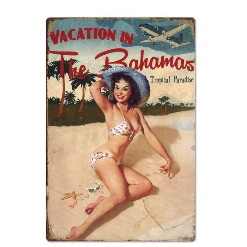 metallplatte vintage bahamas pin up metallplatte vintage bahamas pin up