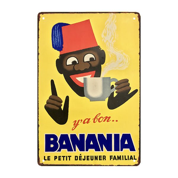 vintage bananen metallplatte