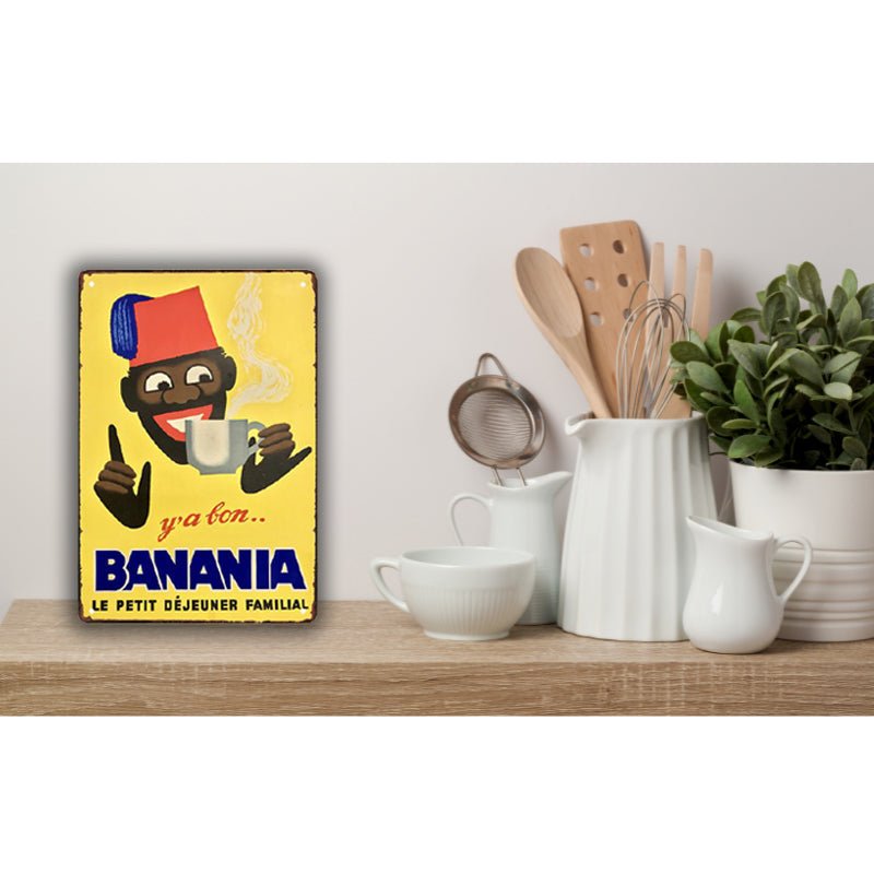 vintage bananen metallplatte