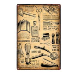 vintage barber metallplatte