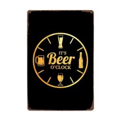 vintage metallplatte bier uhr
