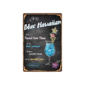vintage blaue hawaiianische metallplatte