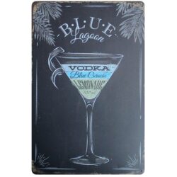 vintage blaue lagunen metallplatte