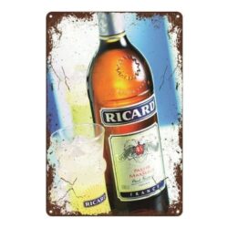 vintage metallplatte flasche ricard