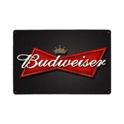 vintage budweiser rot schwarz metallplatte