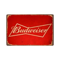 vintage budweiser rote metallplatte