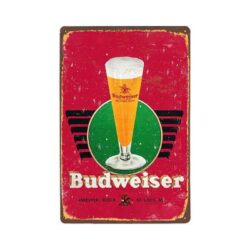 metallplatte vintage budweiser glas