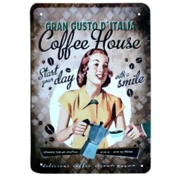 vintage kaffee metallplatte
