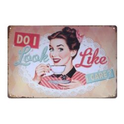 vintage metallplatte cafe lady
