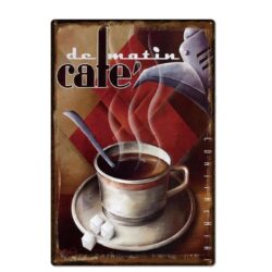 vintage metallplatte cafe du matin