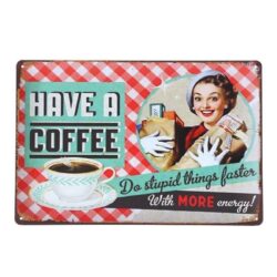 vintage metallplatte cafe hausfrau