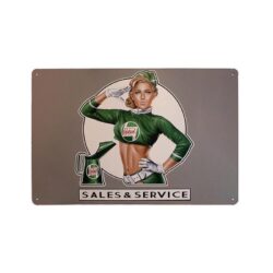 vintage castrol pin up metallplatte