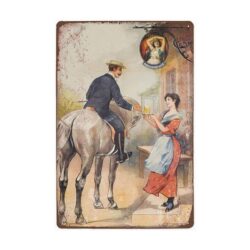 vintage metallteller cavalier bier