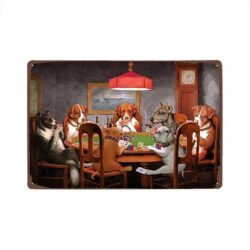metallplatte vintage dogs poker
