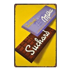 vintage schokoladen metallplatte